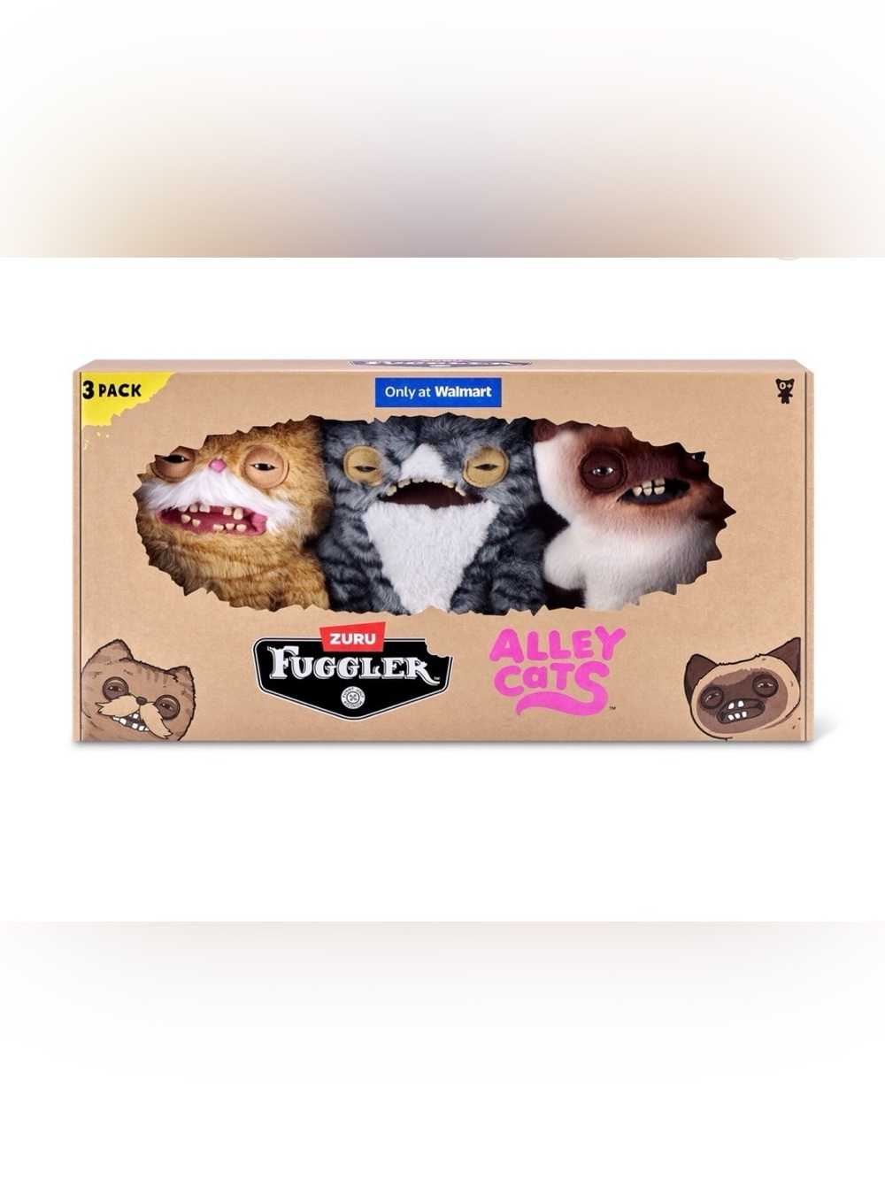 Fuggler Alley Cats 3-Pack Plush Toys - Multi-Color